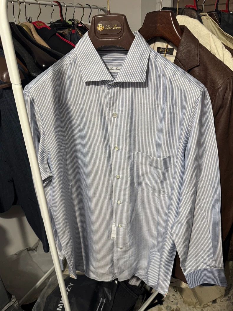 Loro Piana Silk Striped Long Sleeve Shirt