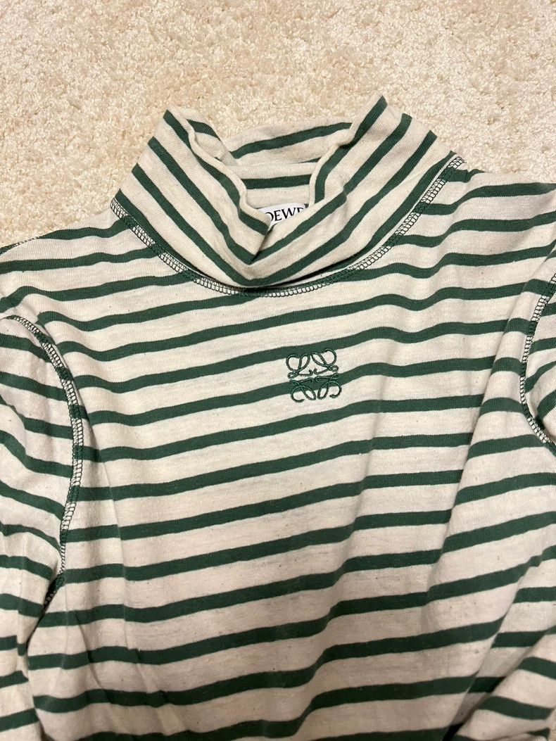 Loewe LOEWE Green stripe logo small high collar cotton undergarm Size S / US 4 / IT 40 - 2 Thumbnail