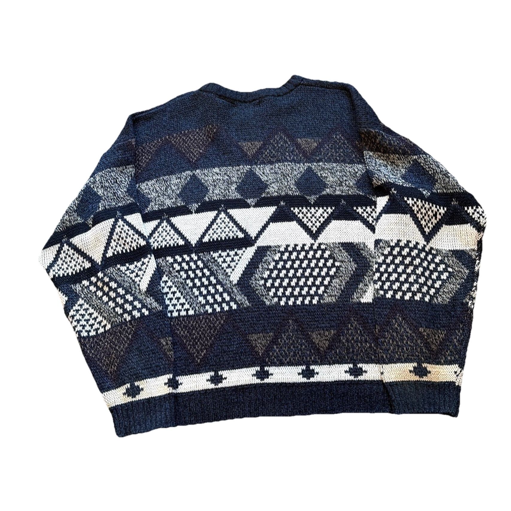Vintage VINTAGE Expressions Sweater Unisex Adults Large White 90s Multi Pattern Acrylic Knit Pullover Size US L / EU 52-54 / 3 - 2 Thumbnail