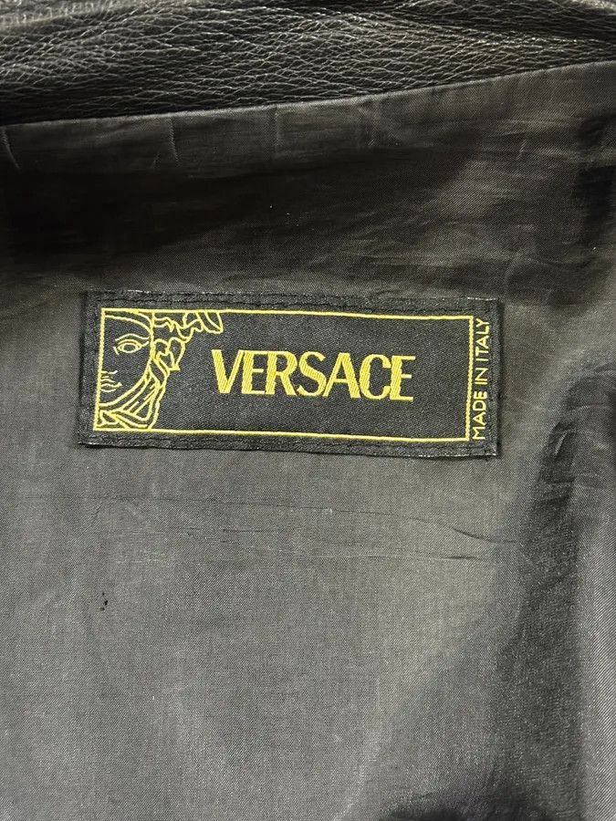 Versace 2000s Versace Black Leather Zip Utility Jacket Size US M / EU 48-50 / 2 - 9 Thumbnail