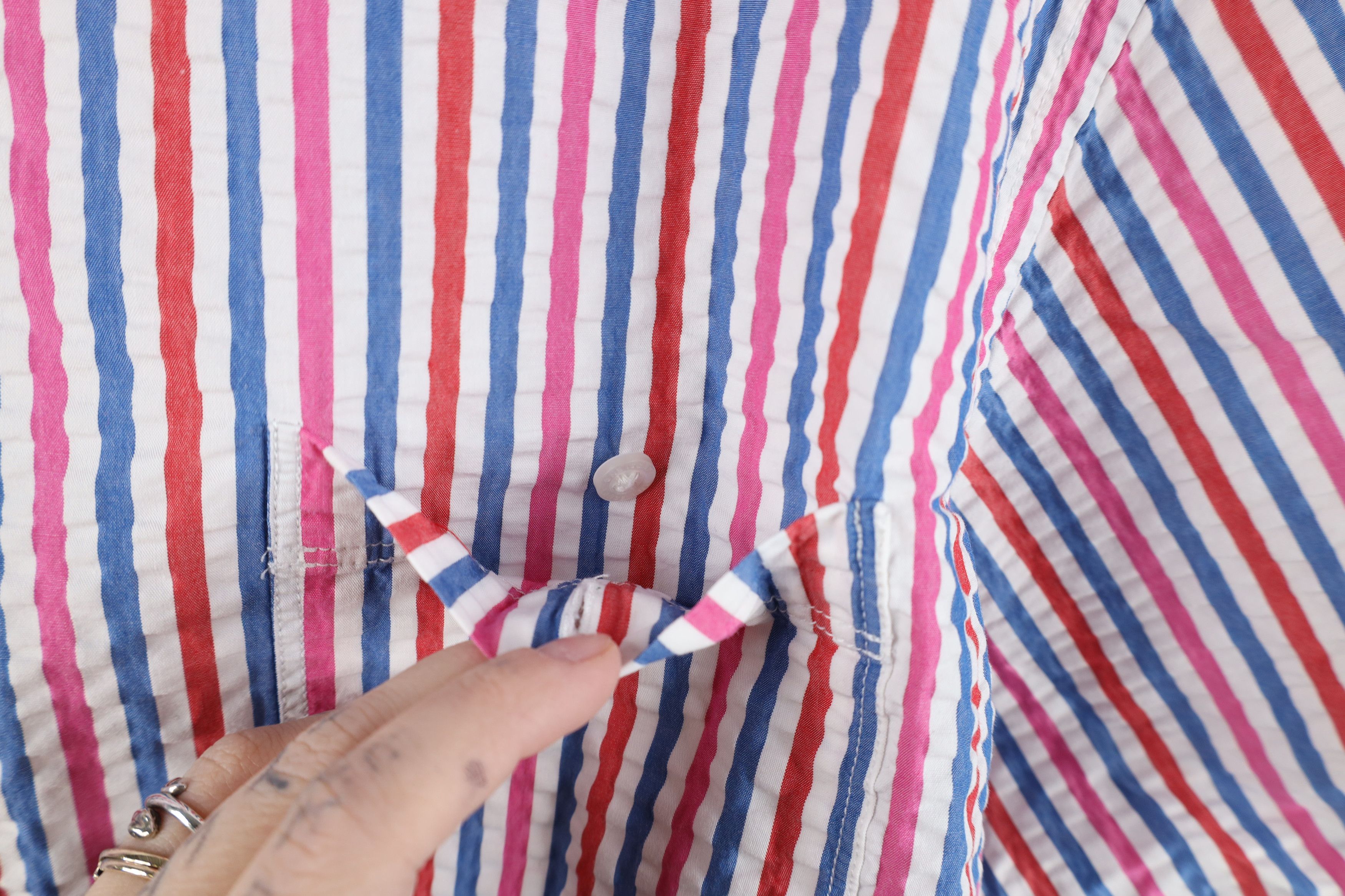 Lands' End Vintage Lands End Seer Sucker Short Sleeve Button Down Shirt Size US L / EU 52-54 / 3 - 4 Thumbnail