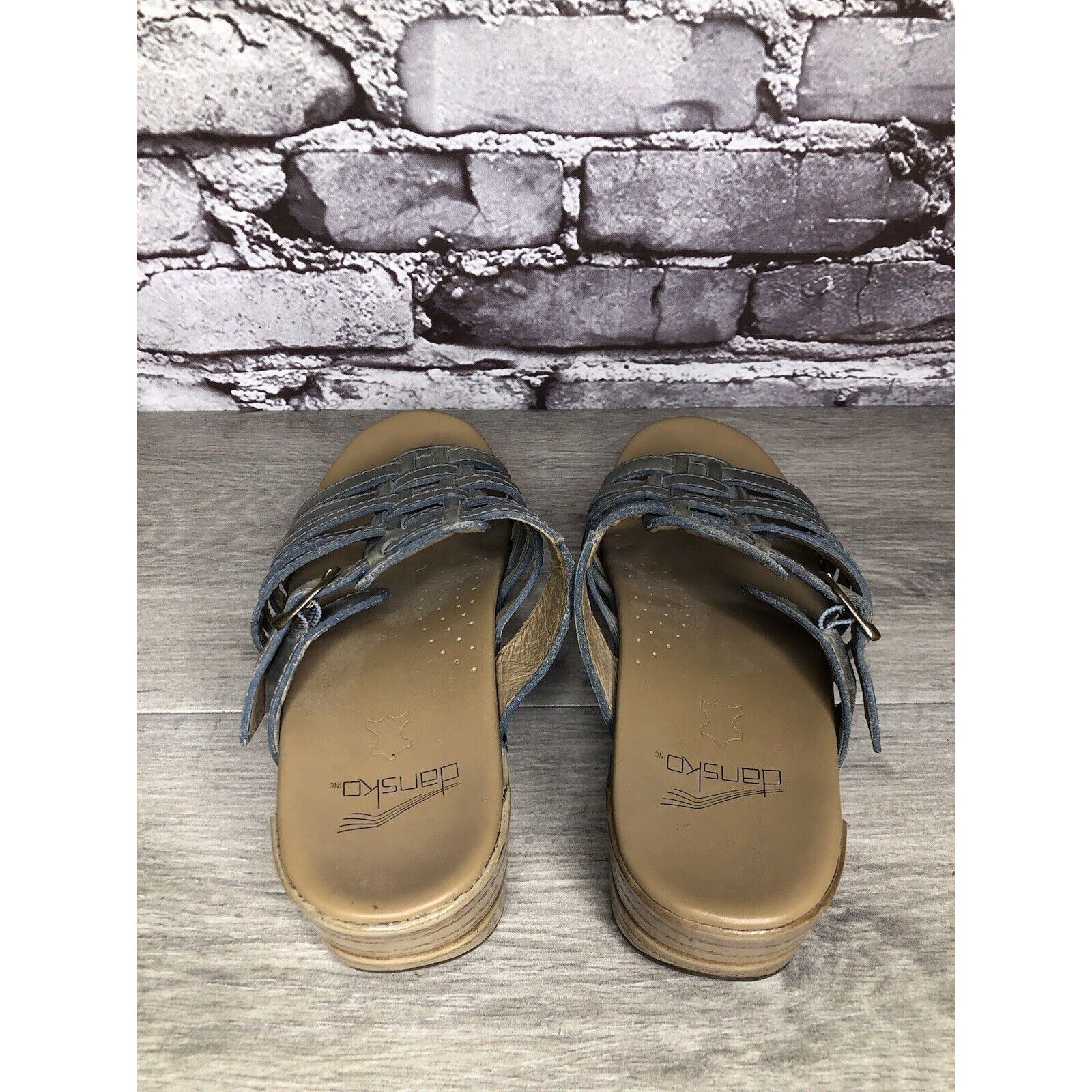 Other Dansko Blue Teal Leather Slide Buckle Straps Clogs Sandals W Size US 7.5 / IT 37.5 - 5 Thumbnail