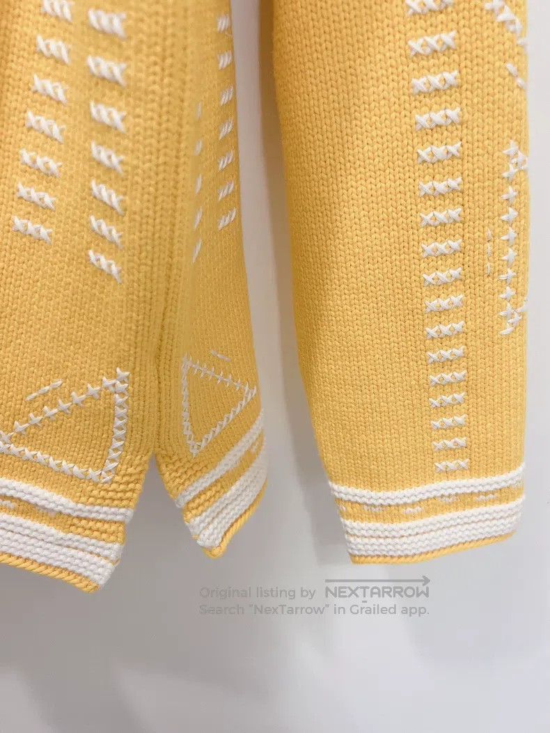 Hermes Hermes Yellow and White Mixed Colorwork Sweater Size XXS / US 00 / IT 34 - 4 Thumbnail