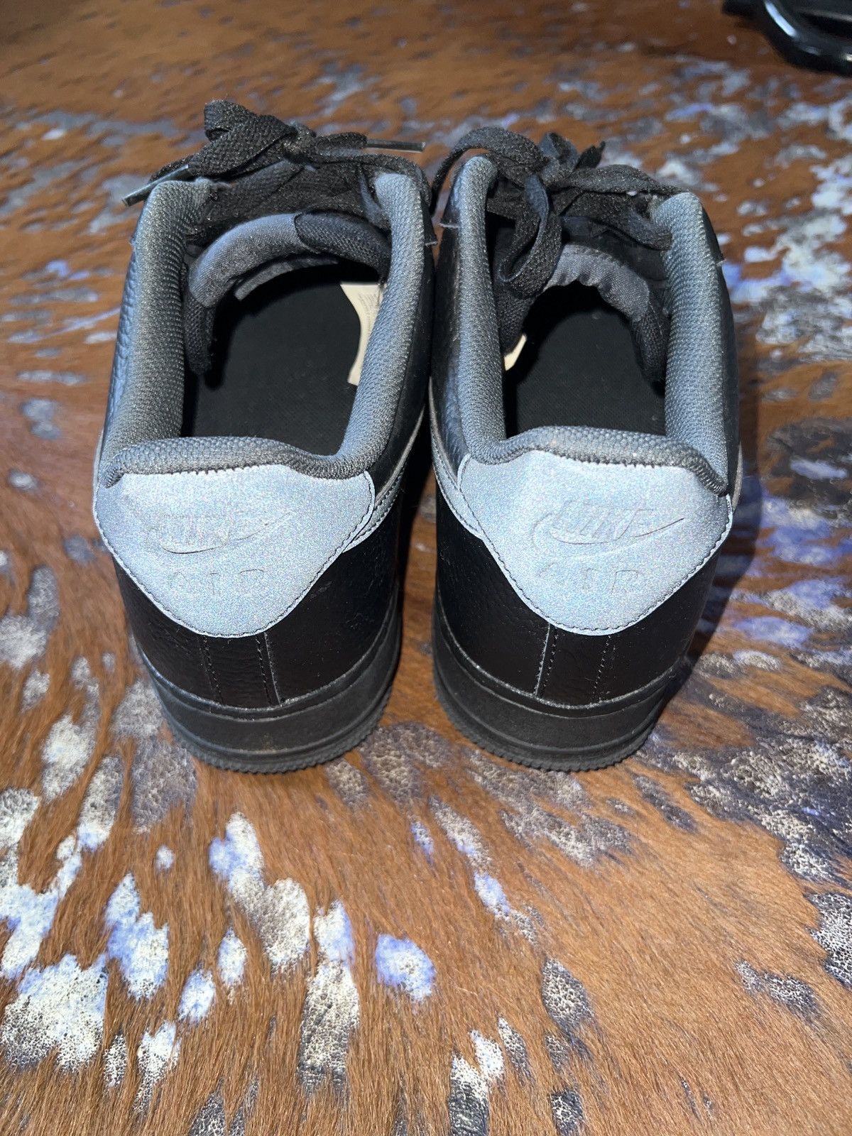 Nike Black Air Force 1’s With Reflective Swoosh Size US 10 / EU 43 - 3 Thumbnail