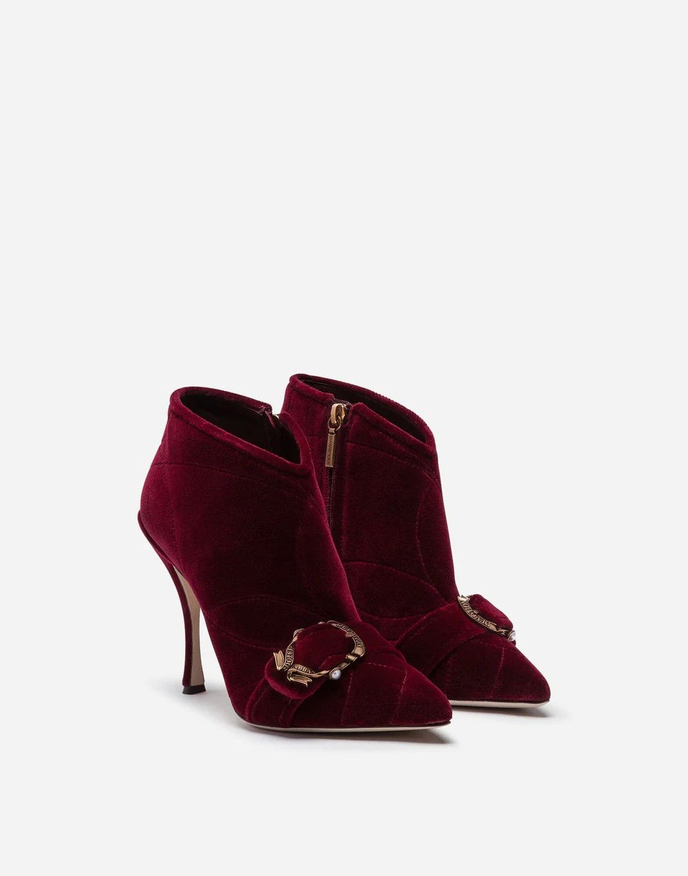 Dolce & Gabbana o1y0825 Velvet Ankle Boots in Burgundy Size US 6 / IT 36 - 2 Thumbnail