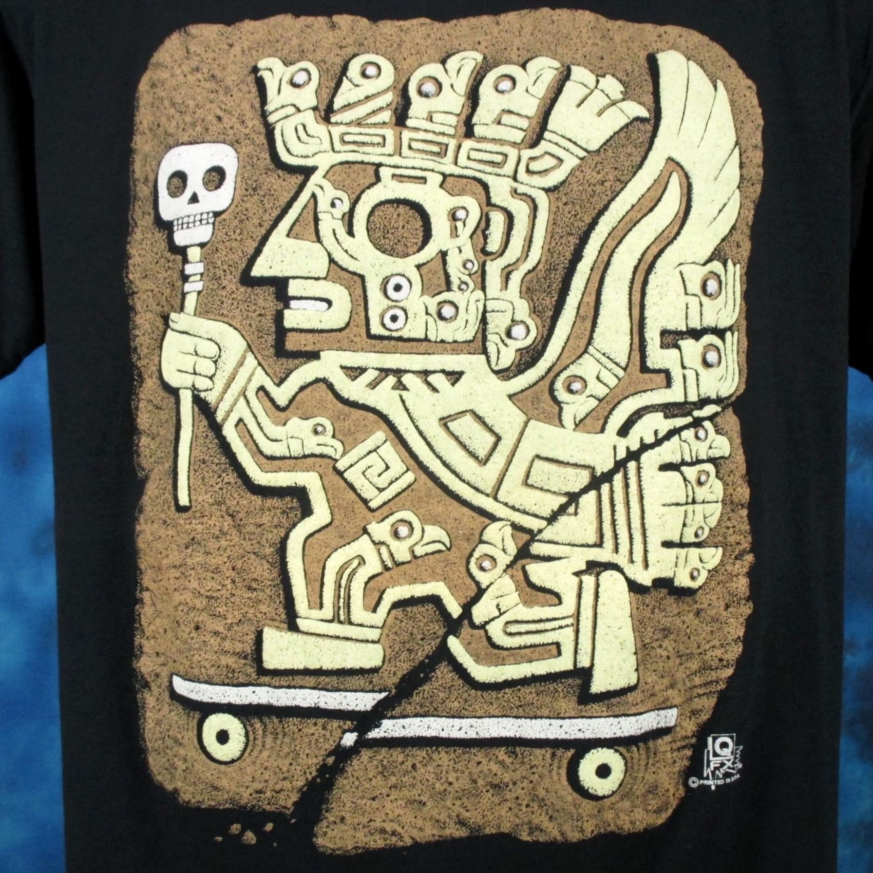 Vintage VINTAGE 80s SUN GOD VIRACOCHA INCA SKATEBOARD T-Shirt Black Screen Stars L/XL skate single stitch Men Size US L / EU 52-54 / 3 - 4 Thumbnail
