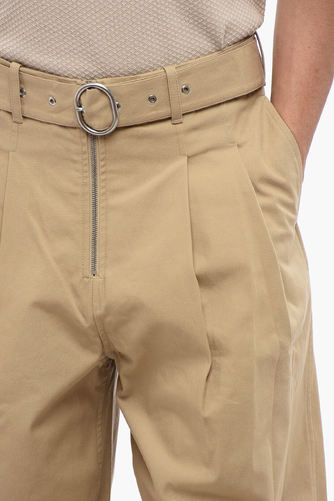 Jil Sander og1mm0625 Double-pleated Baggy Fit Pant in Beige Size US 34 / EU 50 - 3 Thumbnail