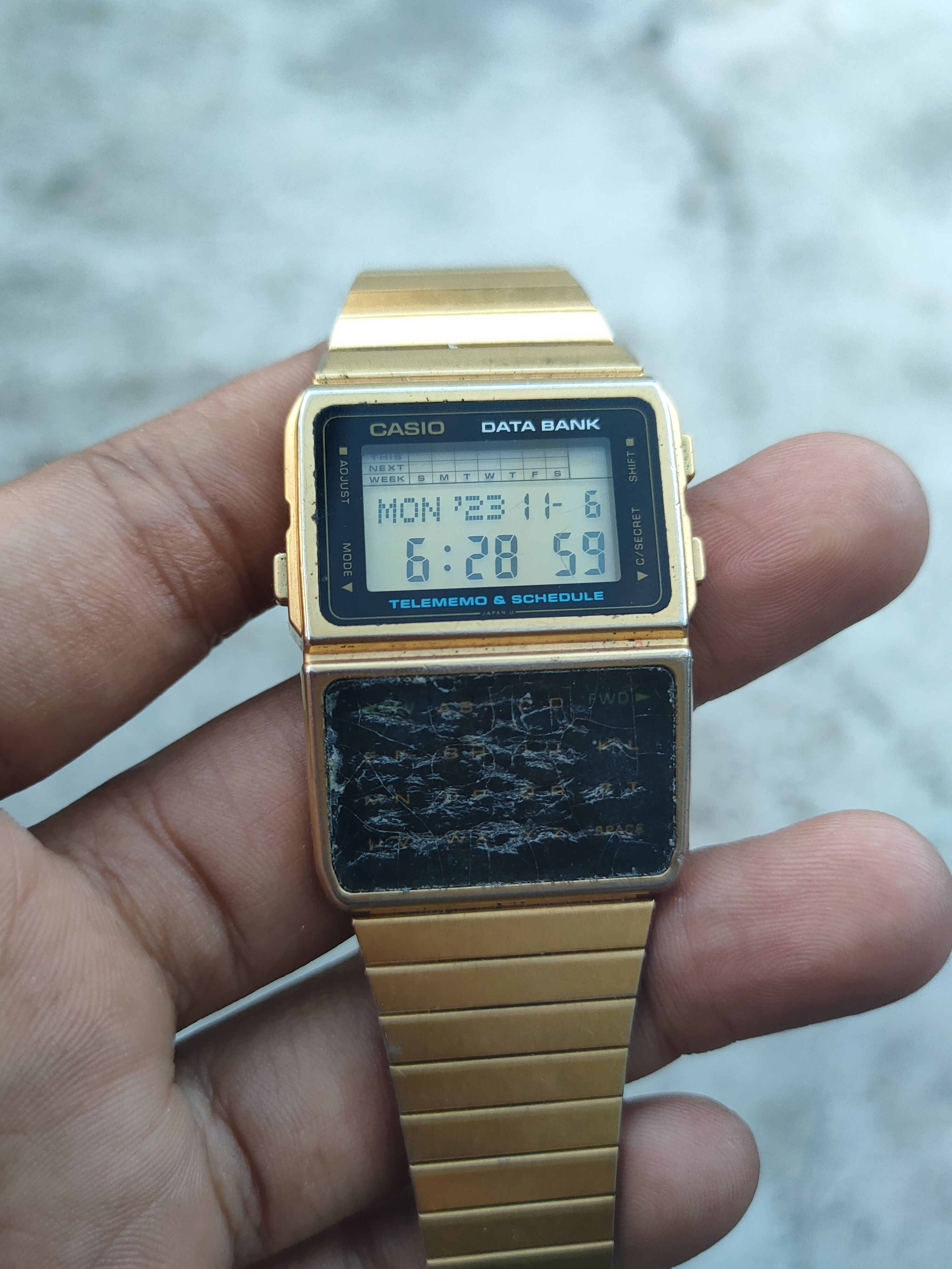 image of Casio Data Bank Dbc610 Worn Gold Watch Japan, Men's