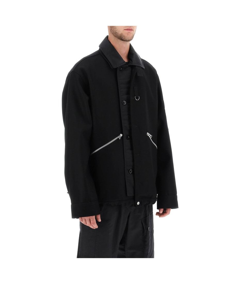 Sacai Melton Double Collar Jacket Size US M / EU 48-50 / 2 - 2 Thumbnail