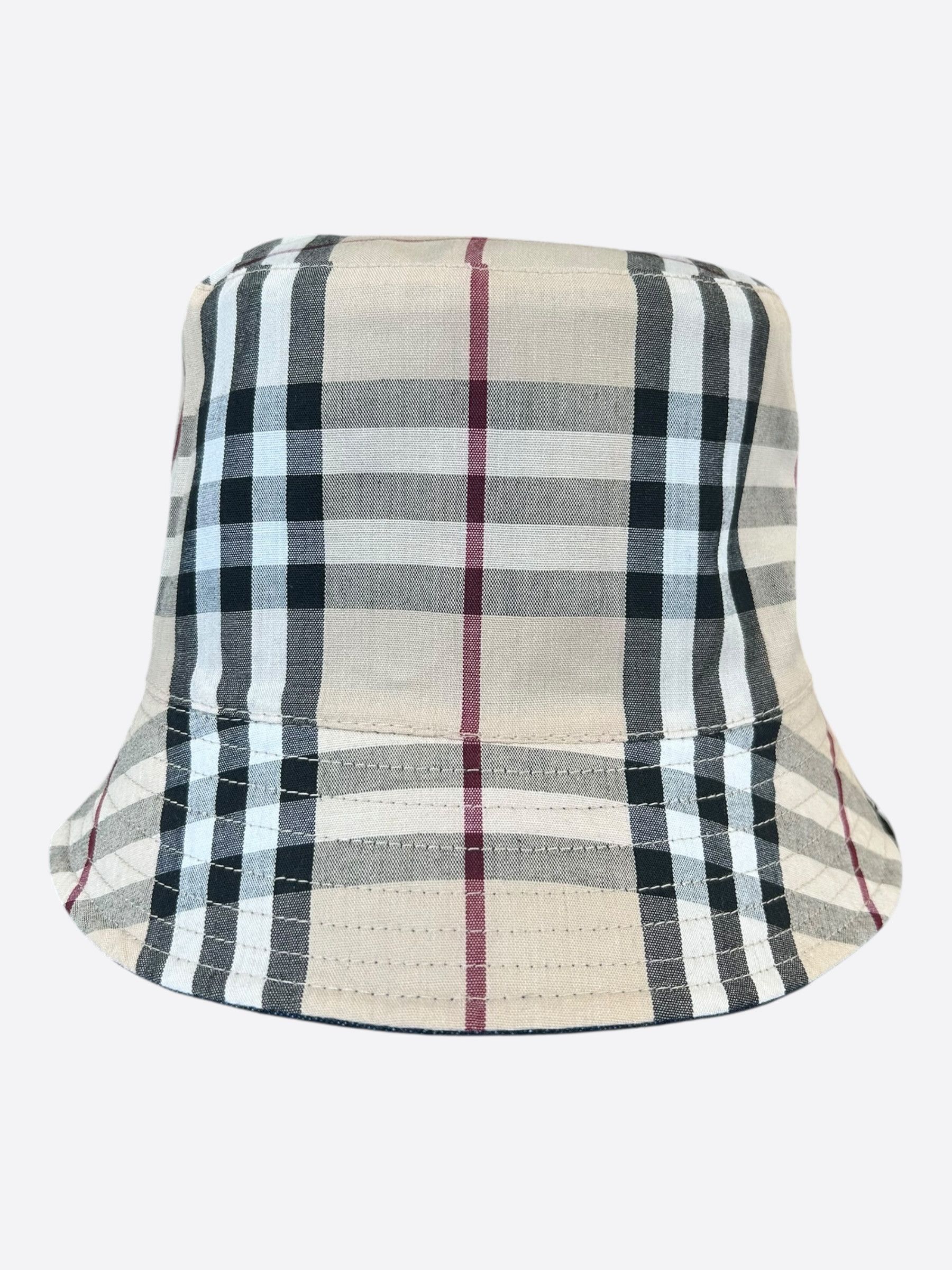 Louis Vuitton Burberry Checkered Tan & Blue Denim Reversible Bucket Hat Size ONE SIZE - 1 Thumbnail