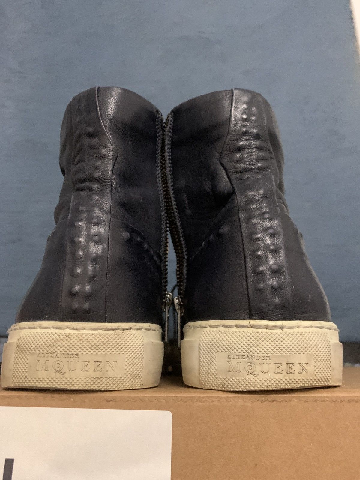 Alexander McQueen Alexander McQueen Harako Leather High-Top Sneakers Size US 12 / EU 45 - 7 Thumbnail