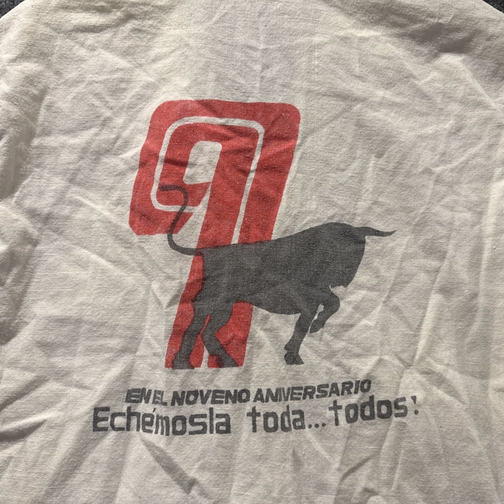 Vintage VINTAGE 80s 9Th Anniversary Bull Let’s Give It Our All Spanish White Button-Up M Shirt Mens Size US M / EU 48-50 / 2 - 4 Thumbnail
