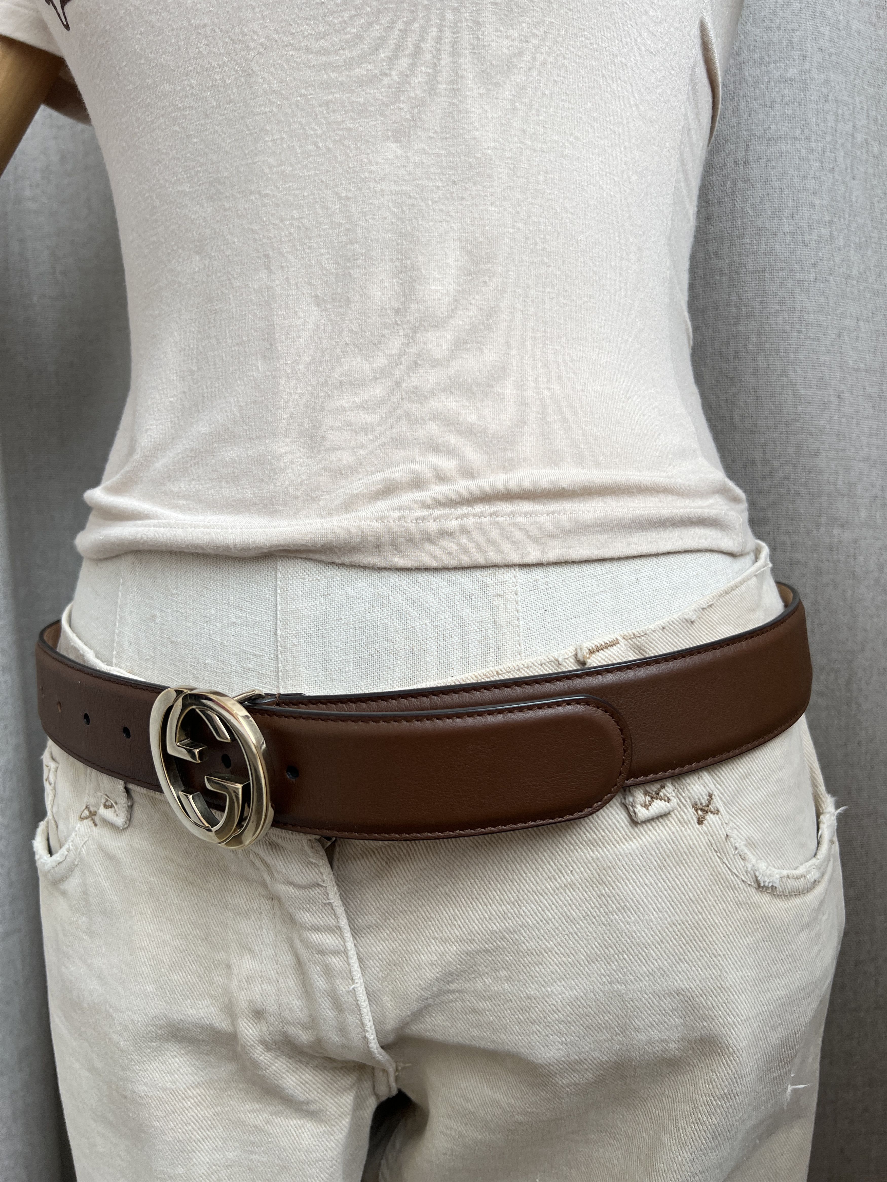 Gucci Gucci GG Logo Buckle Brown Leather Belt Size ONE SIZE - 3 Thumbnail