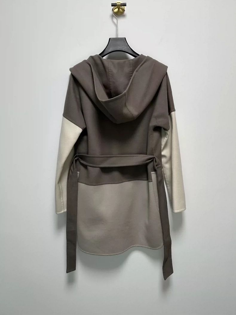 Max Mara Max Mara Grey-brown color-block wool hooded coat Size S / US 4 / IT 40 - 2 Thumbnail