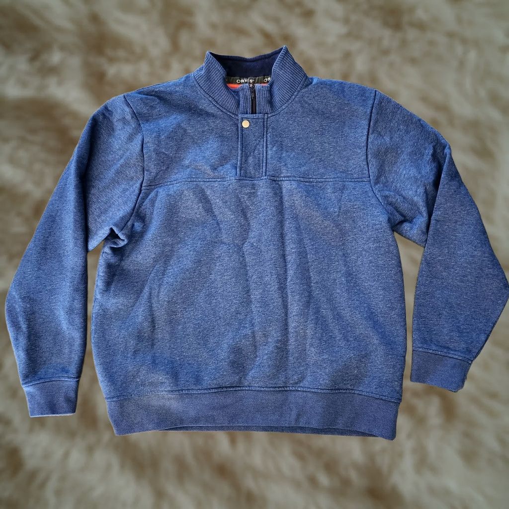 Orvis VINTAGE Orvis Fleece 1/4 Zip Snap Pullover Sweatshirt Mens XL Blue Fishing Sweater Pockets Mock Neck 1/4 Zip Lined Pocket Outdoor Classic 90s Size US XL / EU 56 / 4 - 1 Thumbnail