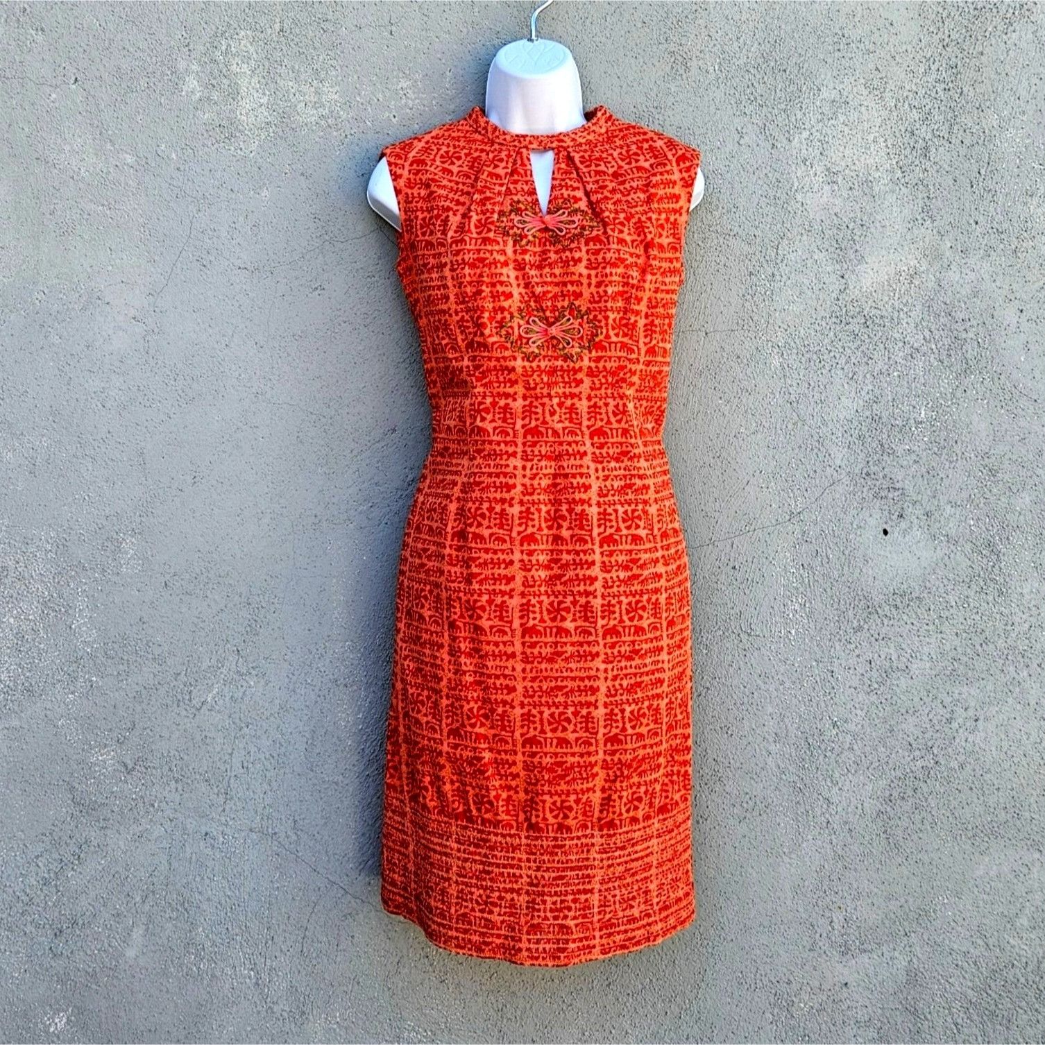 Vintage Vintage 60s Rama Siam Orange Quilted Cotton Dress 6 8 Thaila Size S / US 4 / IT 40 - 1 Thumbnail