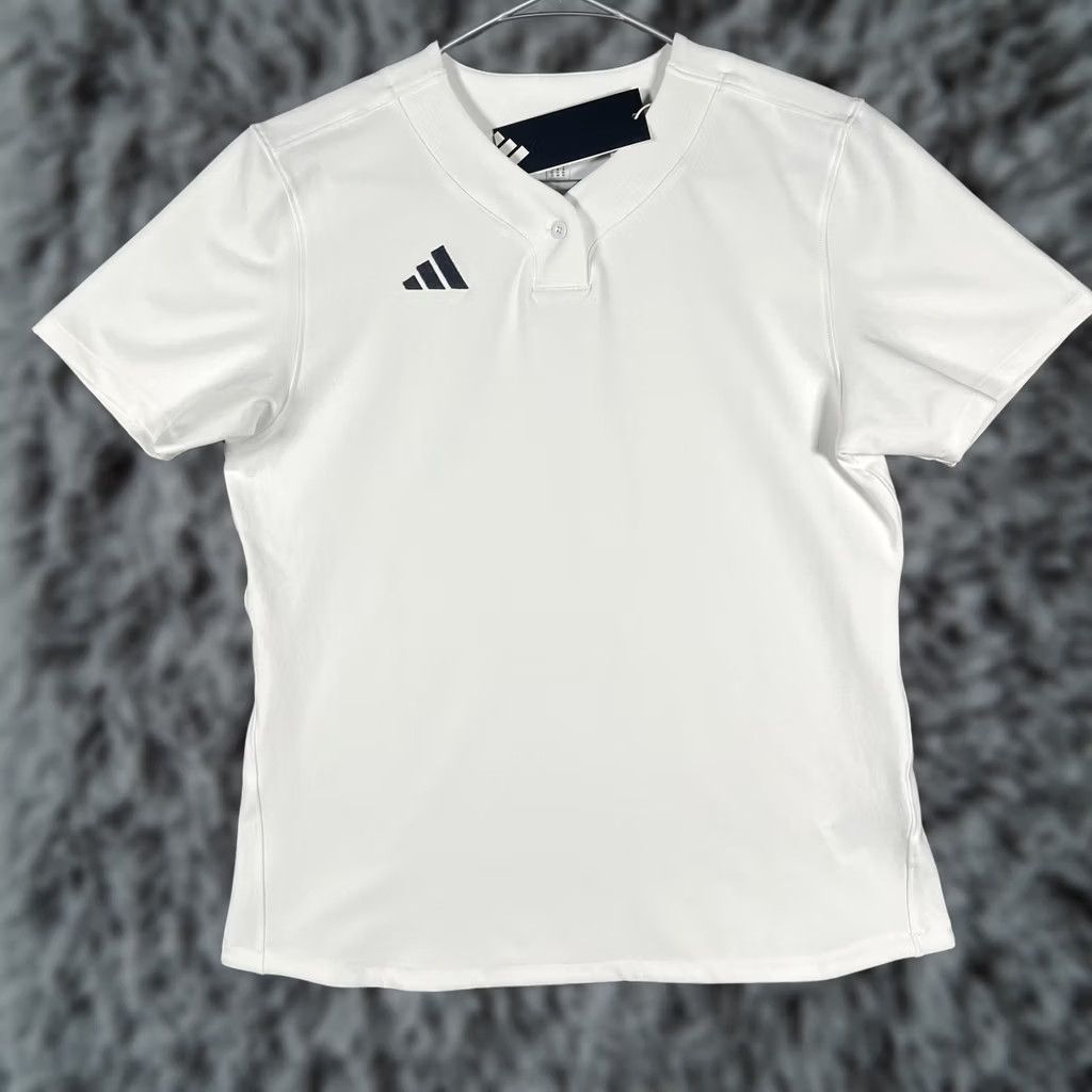 Adidas Adidas Jersey Shirt Mens Medium White Henley Snap Baseball Short Sleeve Jersey Sample JI8246 KPN86 Size US M / EU 48-50 / 2 - 1 Thumbnail