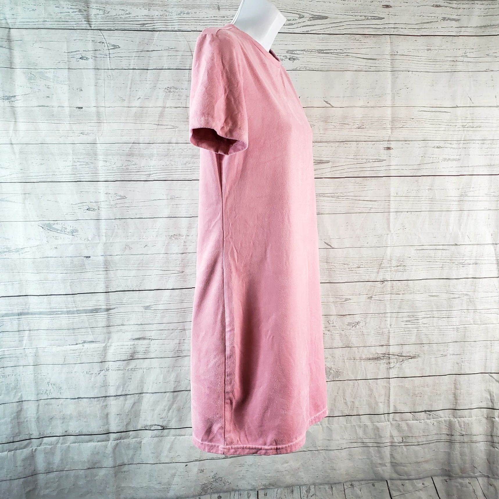 Zara Zara Trafaluc Womens Dress Solid Pink Short Sleeve Sz Small Faux Suede Shift Dress Size 28" / US 6 / IT 42 - 3 Thumbnail