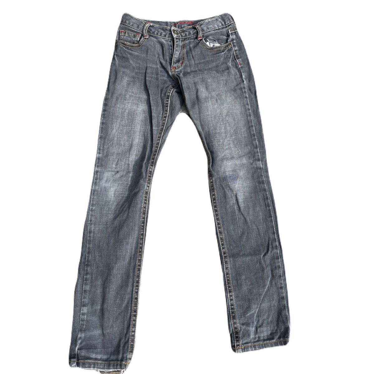 2000s Japanese archive Distressed Wash Skinny Zip Jeans Y2K
