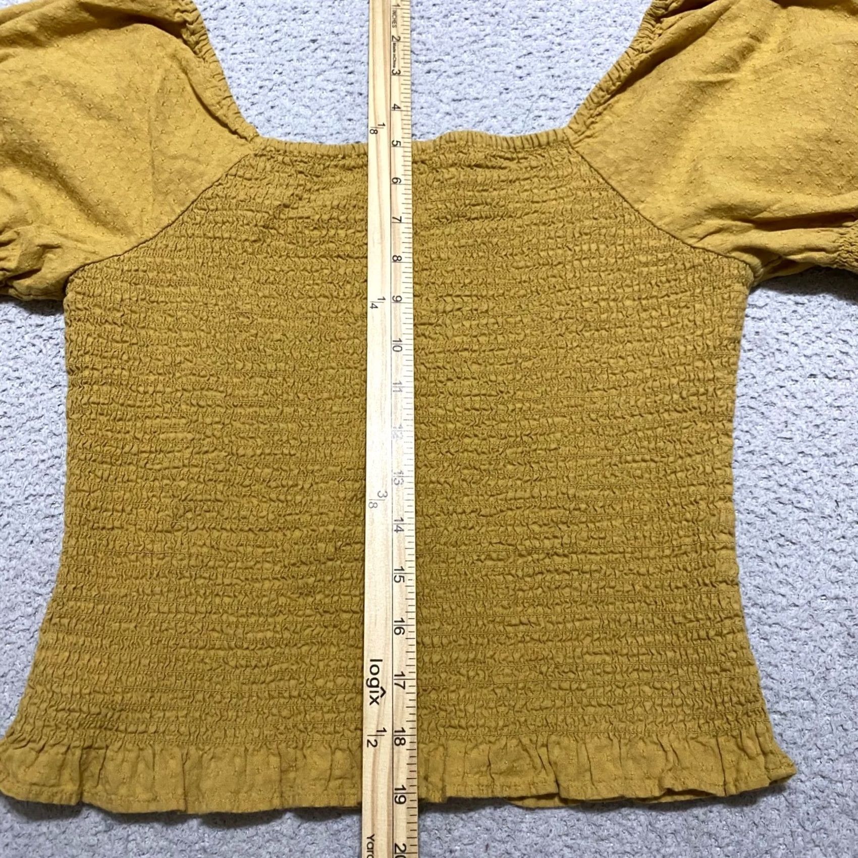 Madewell Madewell Womens Shirt Small Mustard Yellow Puff Sleeve Smocked Bodice Size S / US 4 / IT 40 - 7 Thumbnail
