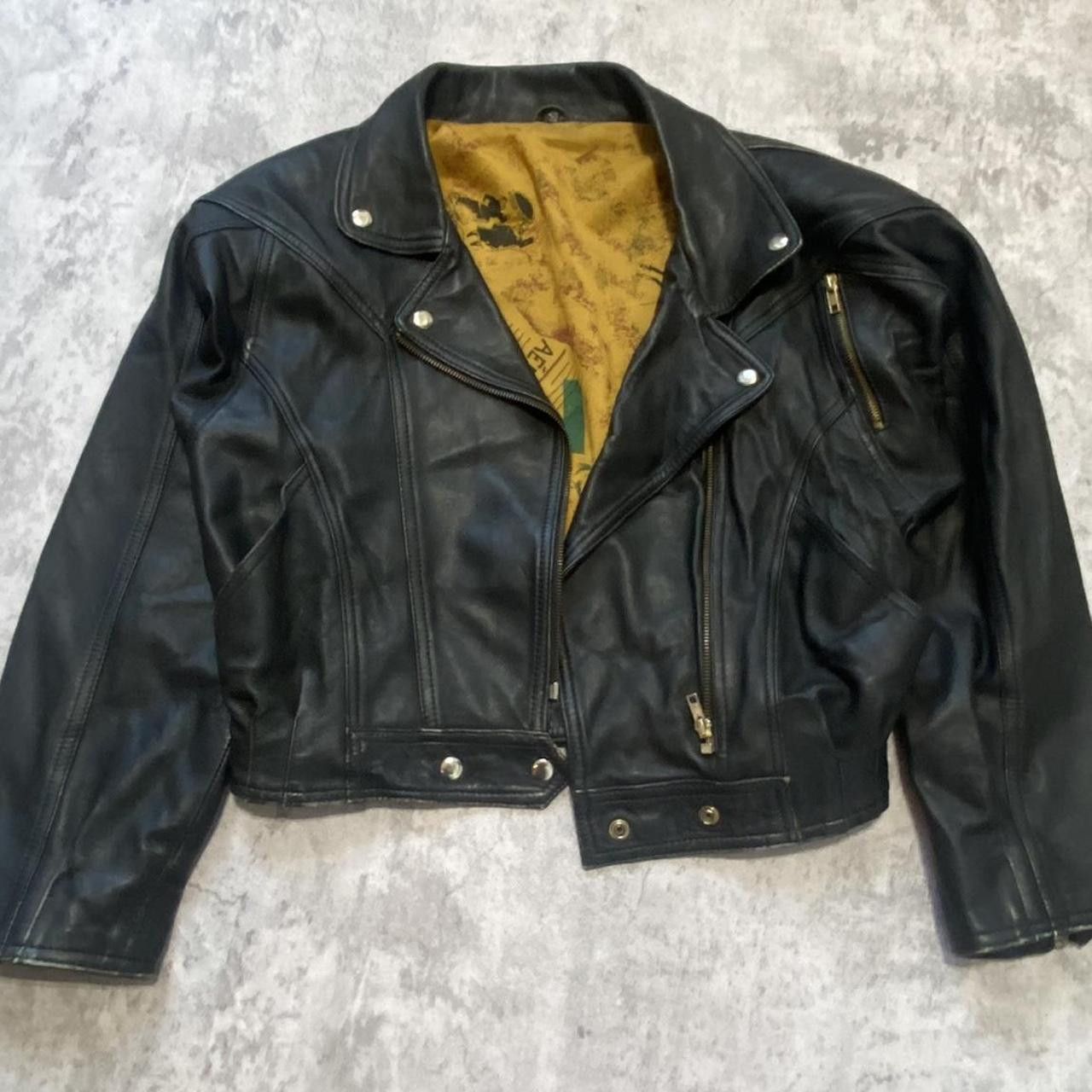 Other Black leather jacket with a hint of yellow, featuring Size 36R - 1 Thumbnail