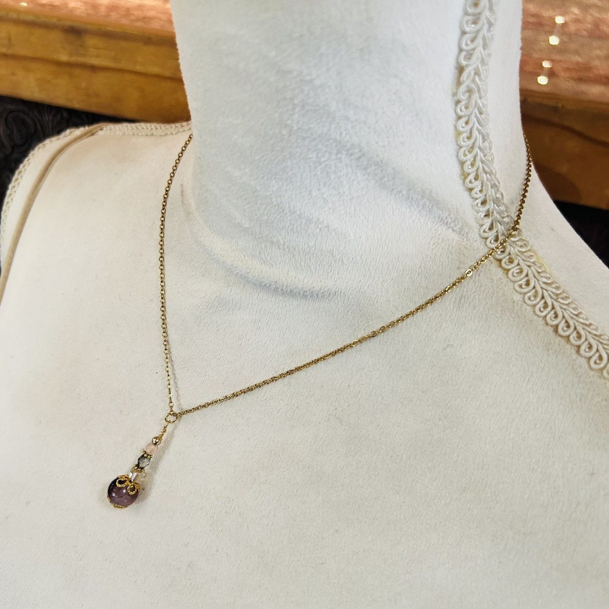 Handmade Handcrafted vintage bead faceted glass crystal drop necklace Size ONE SIZE - 4 Thumbnail