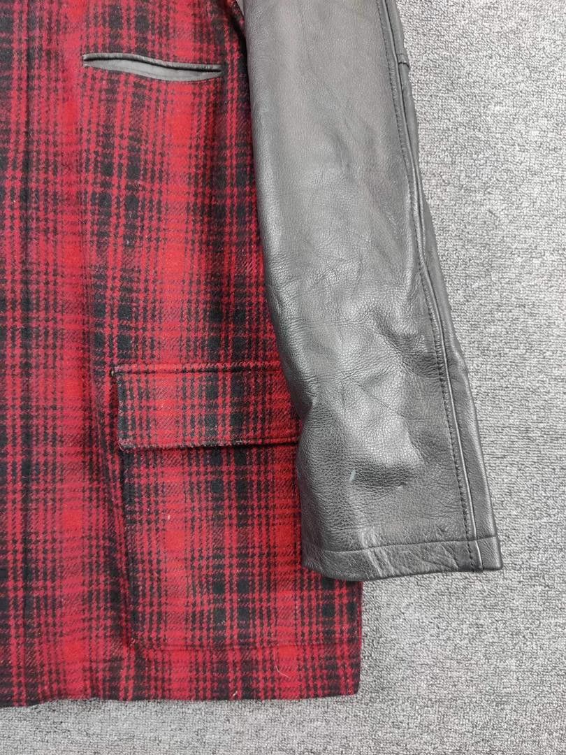 Y's for Men Vintage Y's For Men Yohji Yamamoto Plaid Wool Leather Jacket Size US XL / EU 56 / 4 - 3 Thumbnail