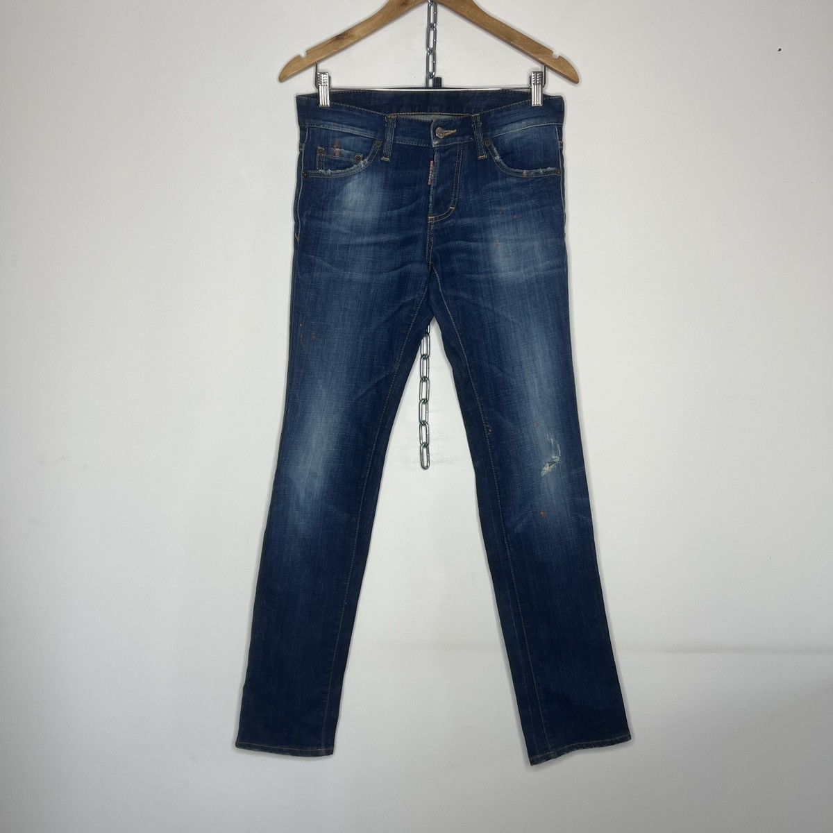 Dsquared2 × Japanese Brand × Vintage Dsquared2 Slim Jean Jeans - Dark Blue Washed Distressed Size US 30 / EU 46 - 1 Thumbnail