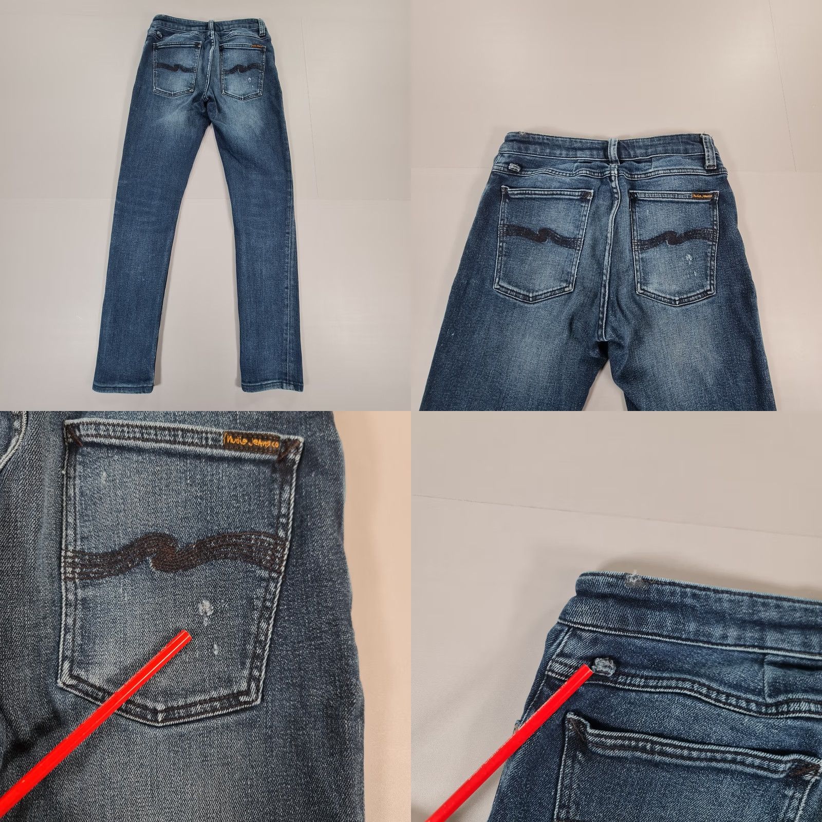 Denime Nudie Jeans Blue Slim Skinny Fit Denim 32x32 Regular Mens Jeans Stretch 5-Pocket Zip Fly Vintage No Pattern Size US 32 / EU 48 - 8 Thumbnail