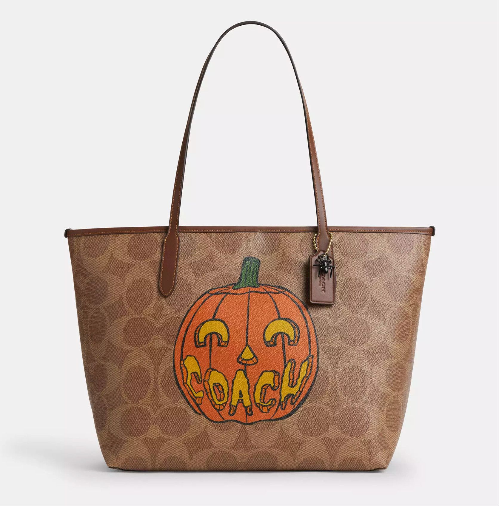 Coach City Tote Bag In Signature Canvas With Halloween Print CCE70 Size ONE SIZE - 9 Thumbnail