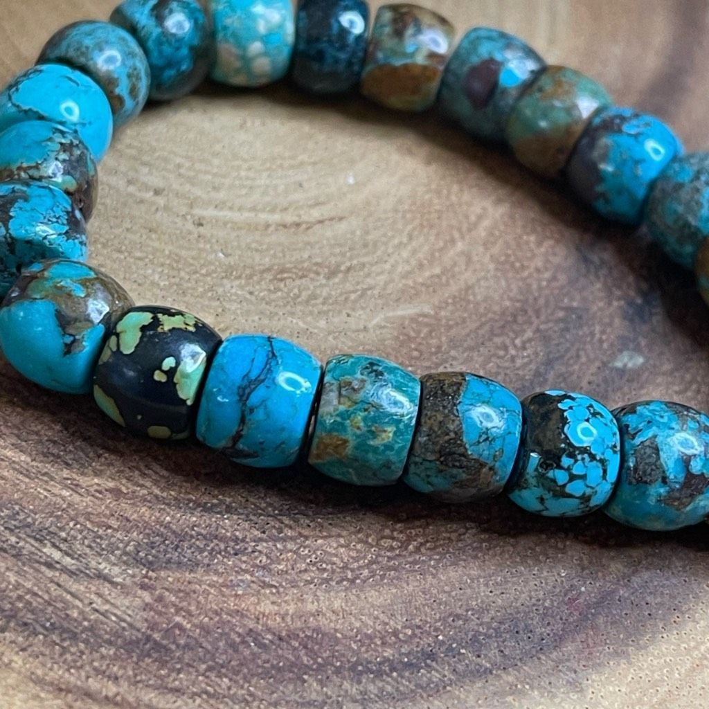 Other Turquoise beaded stretch bracelet ONE NEW reiki meditation crystal healing 9mm barrel beads Size ONE SIZE - 4 Thumbnail
