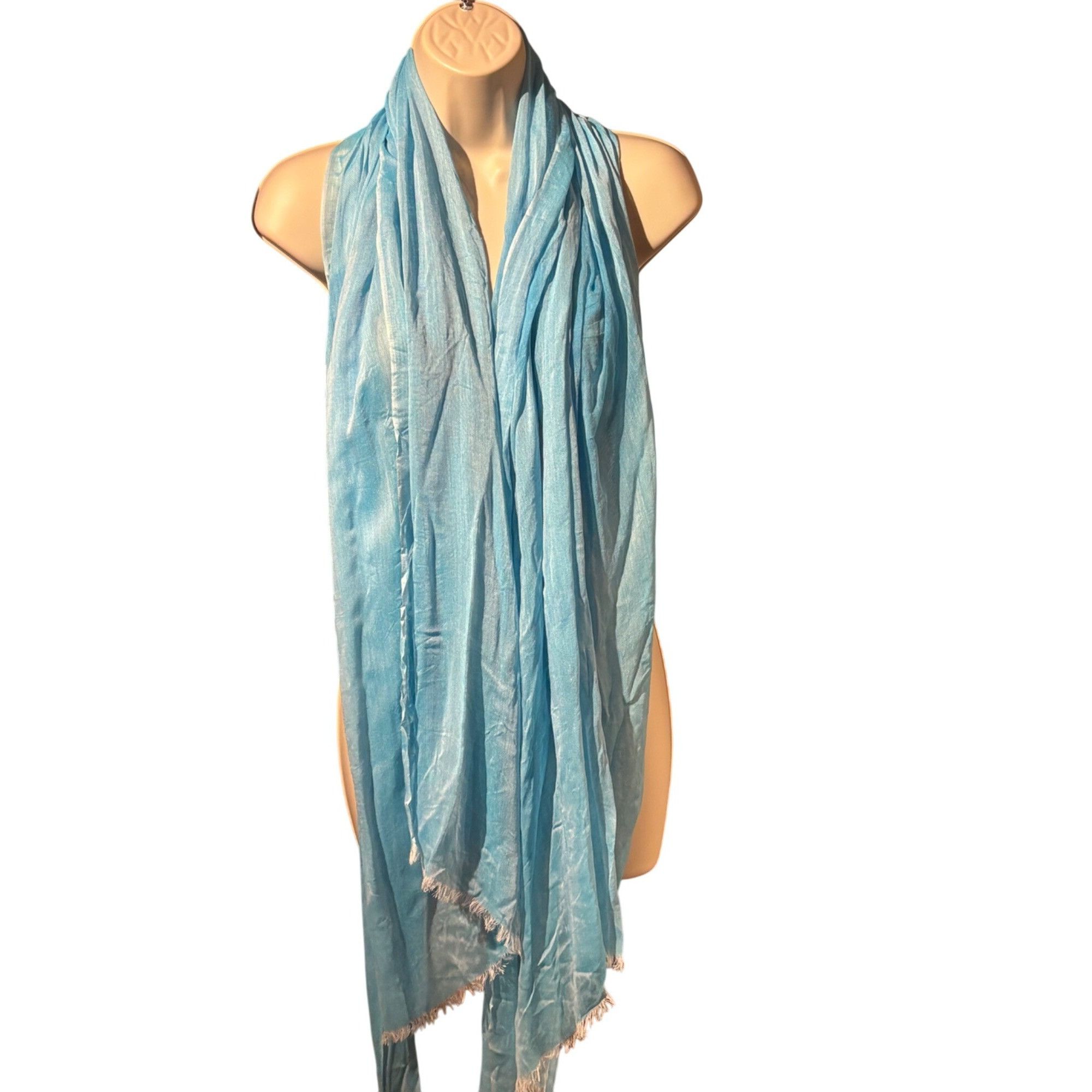 Other Calvin Klein Chambray Woven Scarf, Ocean Blue, OS Size ONE SIZE - 13 Thumbnail