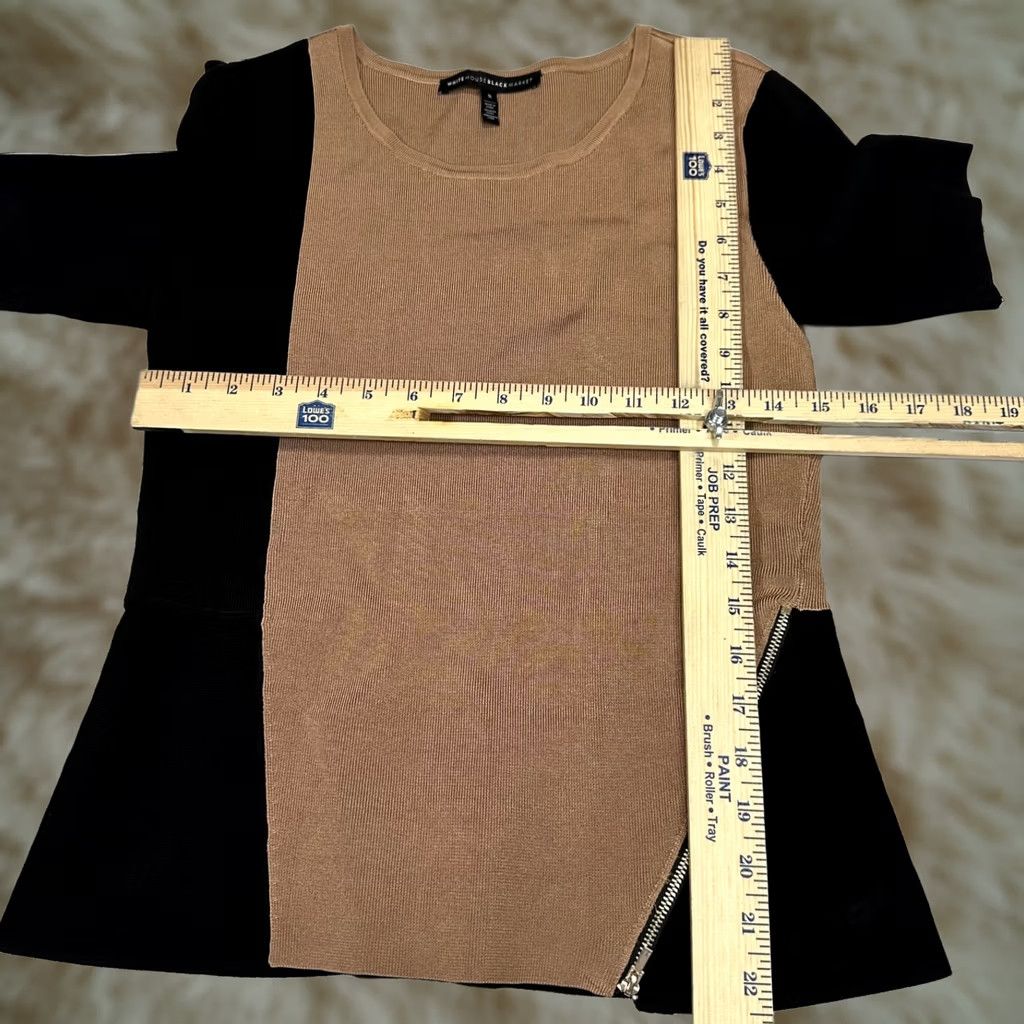White House Black Market White House Black Market Blouse Womens Knit Top Sz S Brown Black Zip Detail Size S / US 4 / IT 40 - 1 Thumbnail