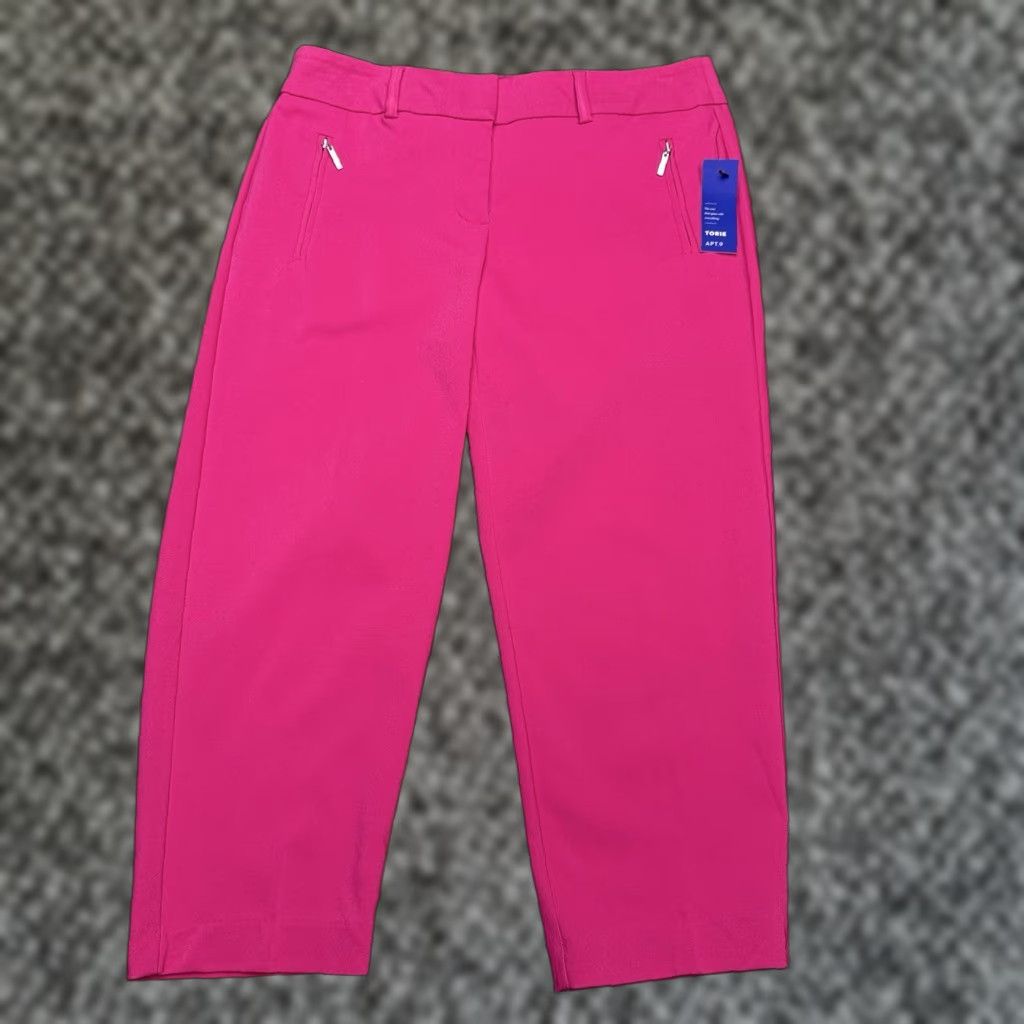 Apt. 9 Apt. 9 Pink Capri Pants Womens 8 Mid Rise Stretch Flat Front Straight Leg Workwear Casual Size 30" / US 8 / IT 44 - 1 Thumbnail