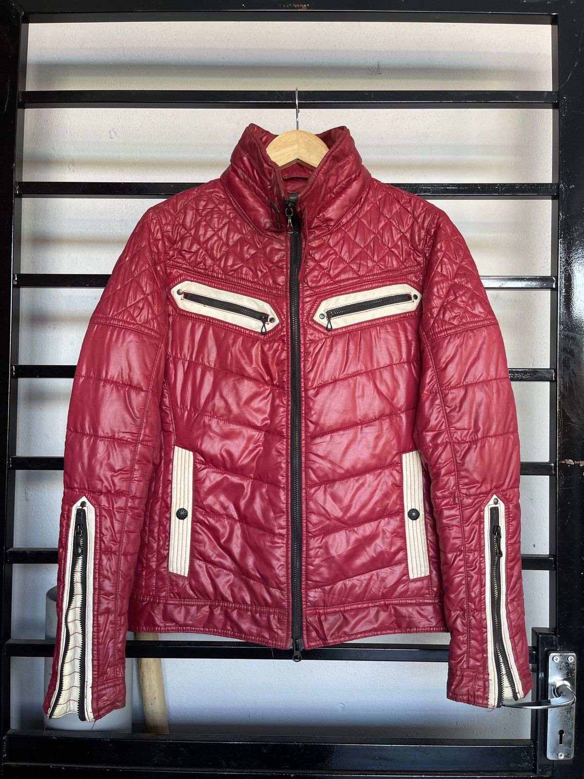 image of Nicole Club x Vintage Ncfm Motorcycle Jacket in Red, Men's (Size Medium)