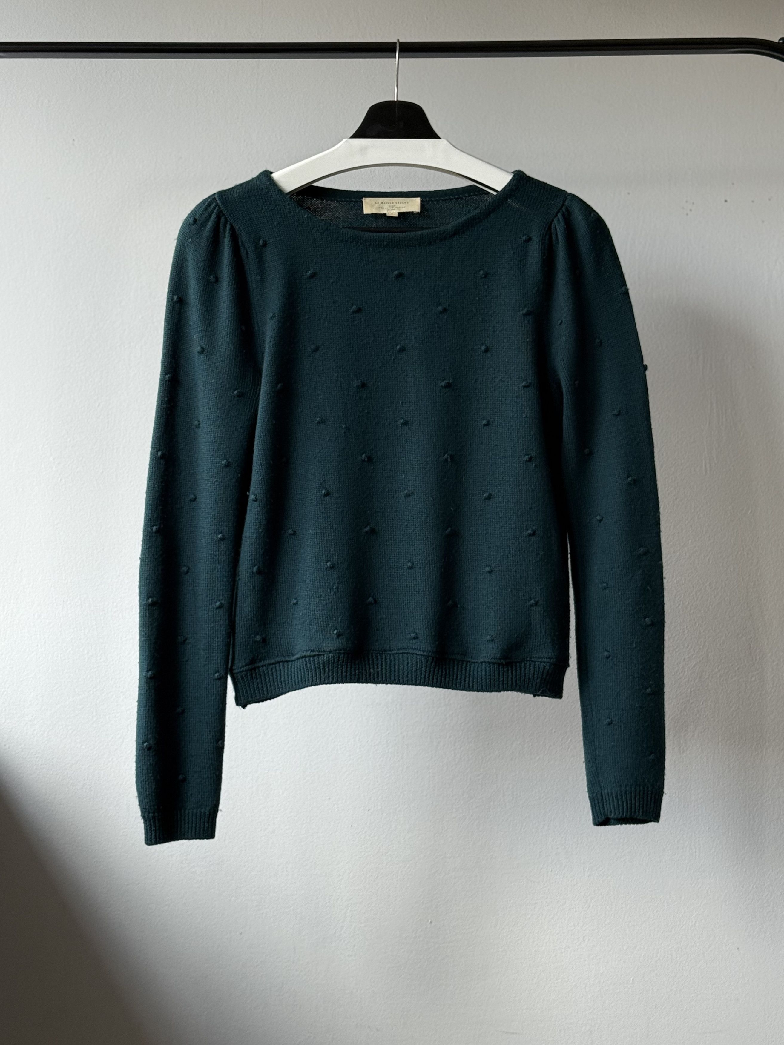 Sezane La Maille Sezane Green Merino Wool Popcorn Knitted Sweater Size S / US 4 / IT 40 - 1 Thumbnail