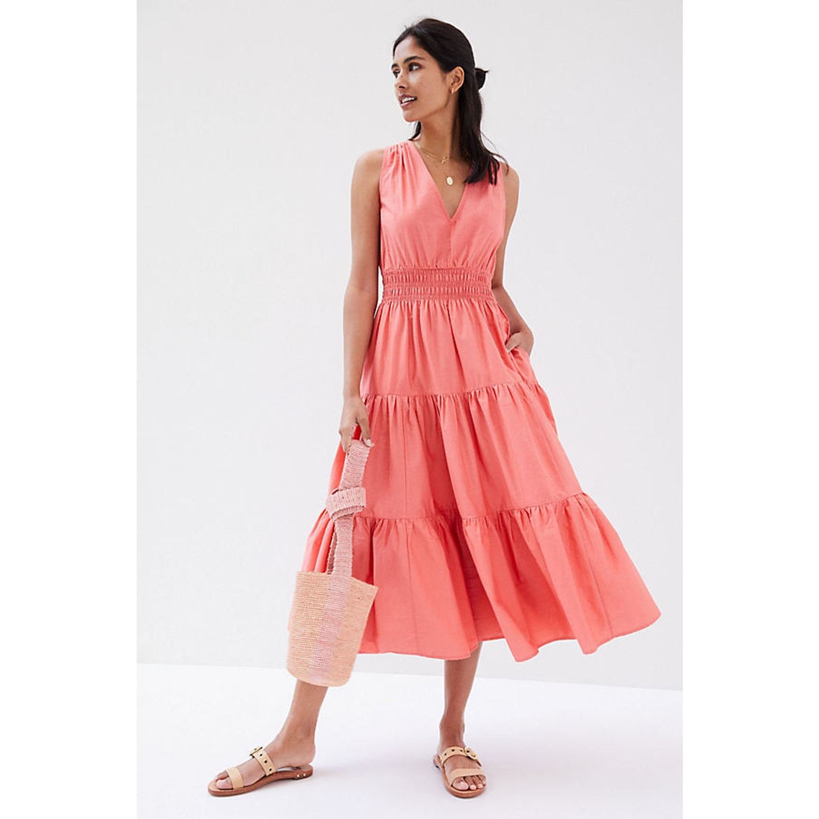 Anthropologie New Anthropologie Maeve Tiered Midi Dress $160 Size 2 Rose Size XS / US 0-2 / IT 36-38 - 1 Thumbnail