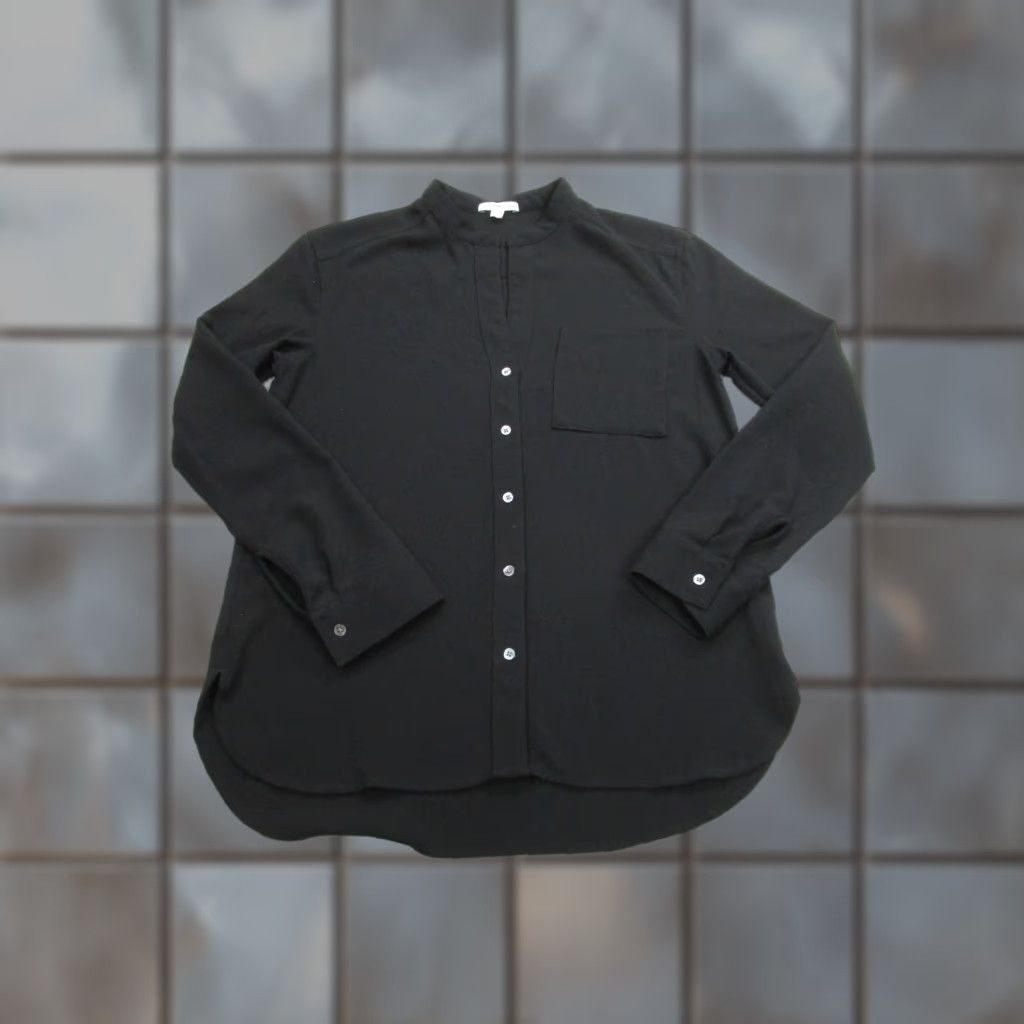 James Perse James Perse Shirt Womens Small Black Mandarin Collar Long Sleeve Pocket Button Up Size S / US 4 / IT 40 - 1 Thumbnail