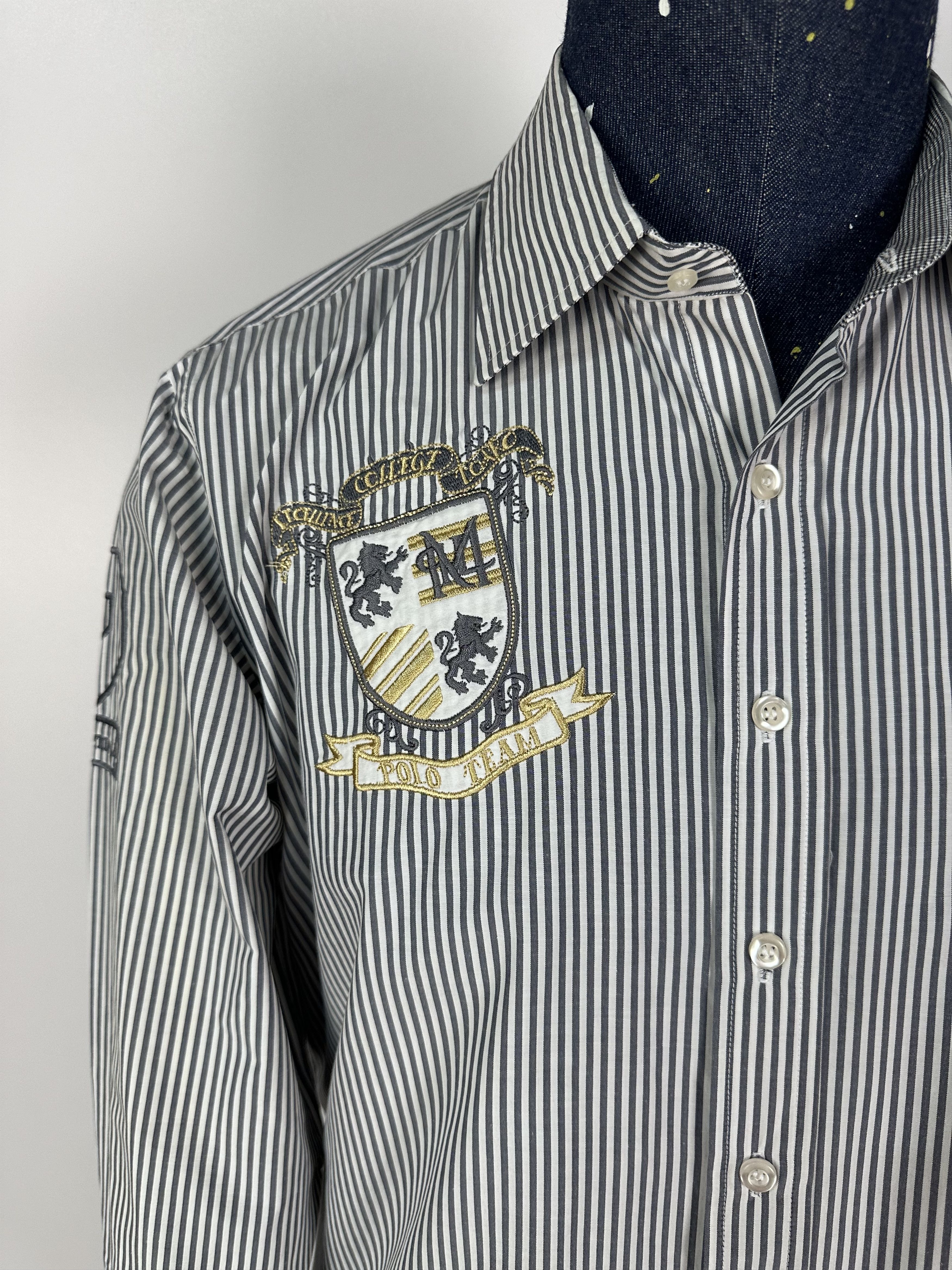 La Martina La MArtina Mens Shirt Gray Stripes Long Sleeves Button Up Size US L / EU 52-54 / 3 - 4 Thumbnail
