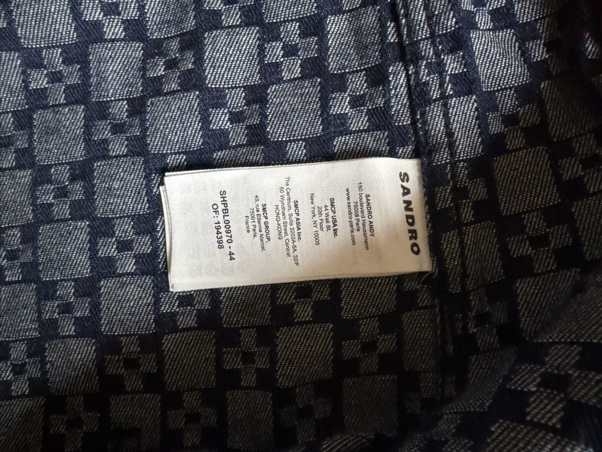 Sandro Sandro Textured Denim Trucker Jacket — Patterned Indigo Size US XXL / EU 58 / 5 - 4 Thumbnail