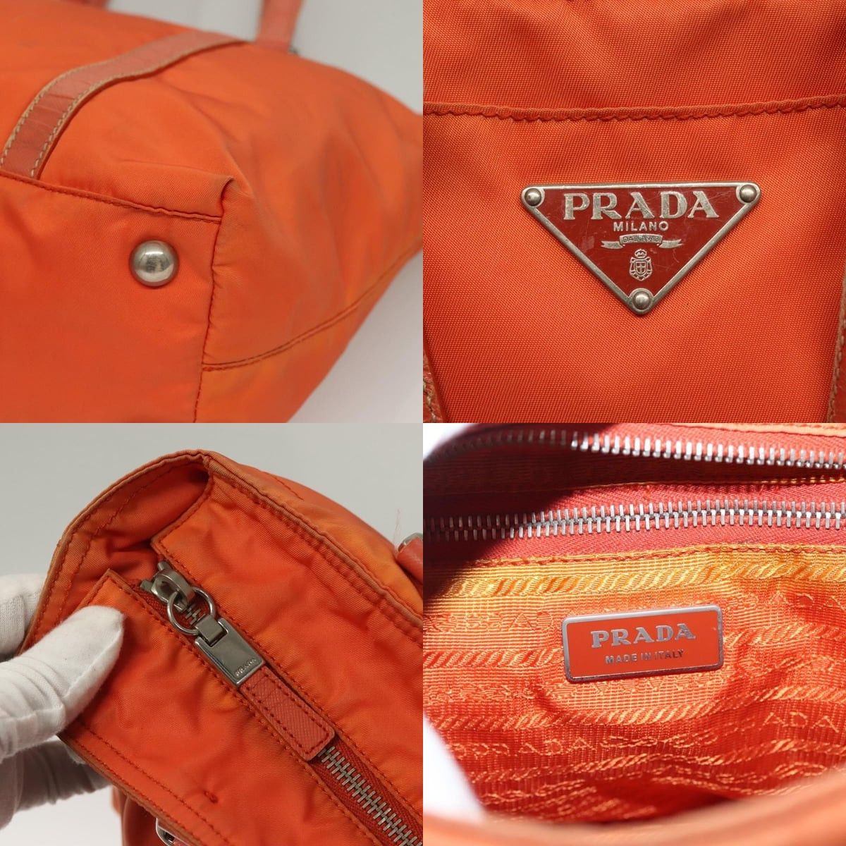 Prada PRADA Tote Bag Nylon Orange Silver Size ONE SIZE - 11 Thumbnail