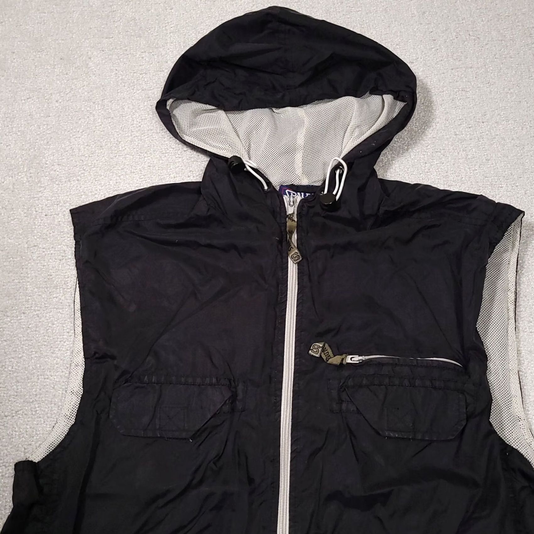 Spalding VINTAGE Spalding Jacket Mens Large Black Sleeveless Windbreaker Hooded 90s Size US L / EU 52-54 / 3 - 3 Thumbnail