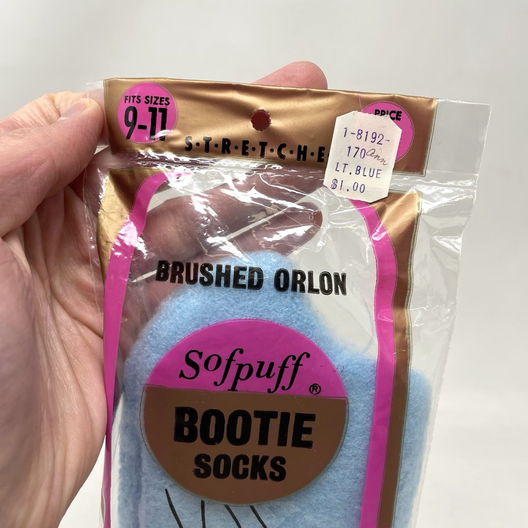Vintage VTG 60s 70s SofPuff Boots Slippers Socks Sz 9-11 Blue Mod GoGo Orlon Size ONE SIZE - 2 Thumbnail