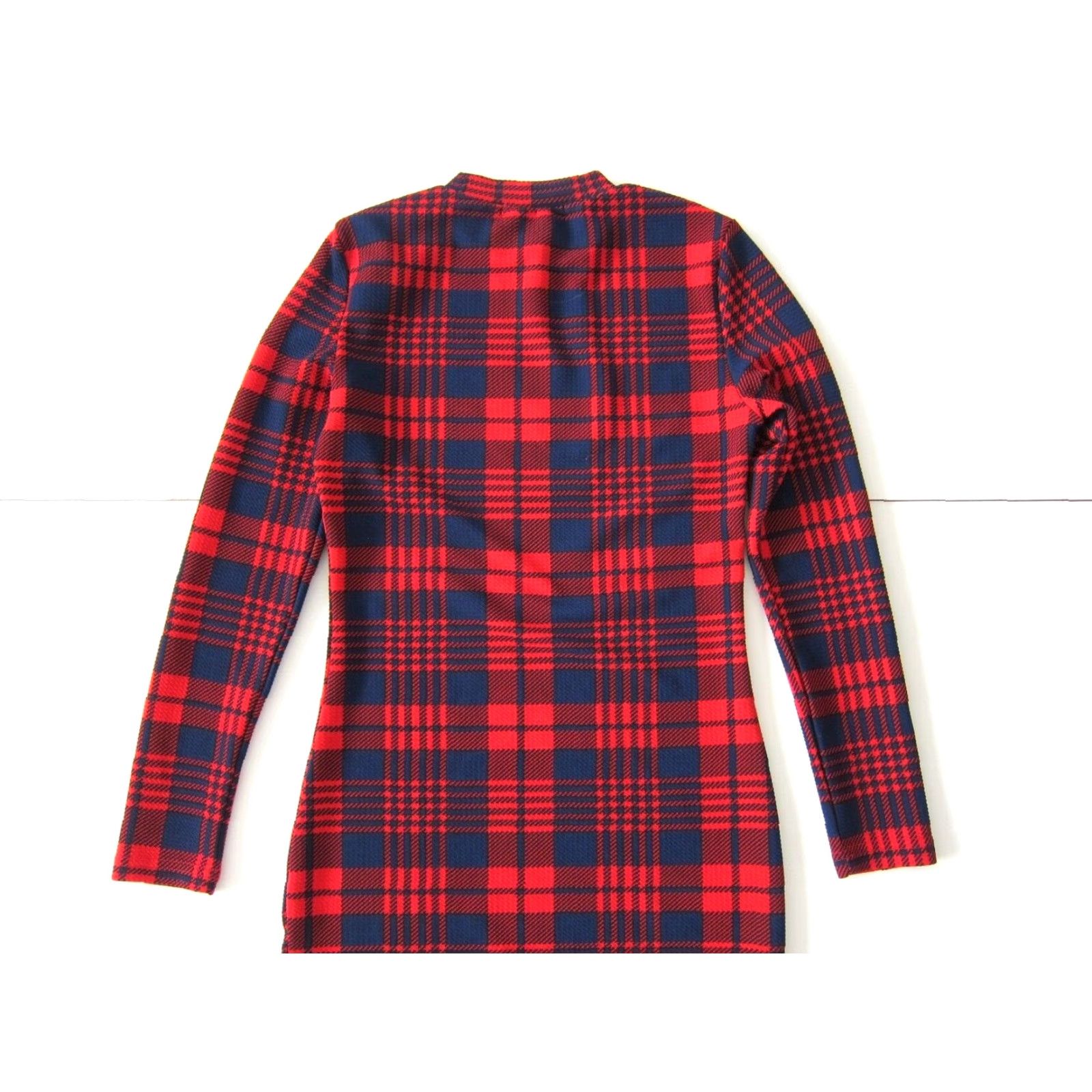 ZAFUL Zaful Blue Red Plaid Stretch Plaid Mock Neck Bodycon Pencil Dress Size 6 Size M / US 6-8 / IT 42-44 - 5 Thumbnail