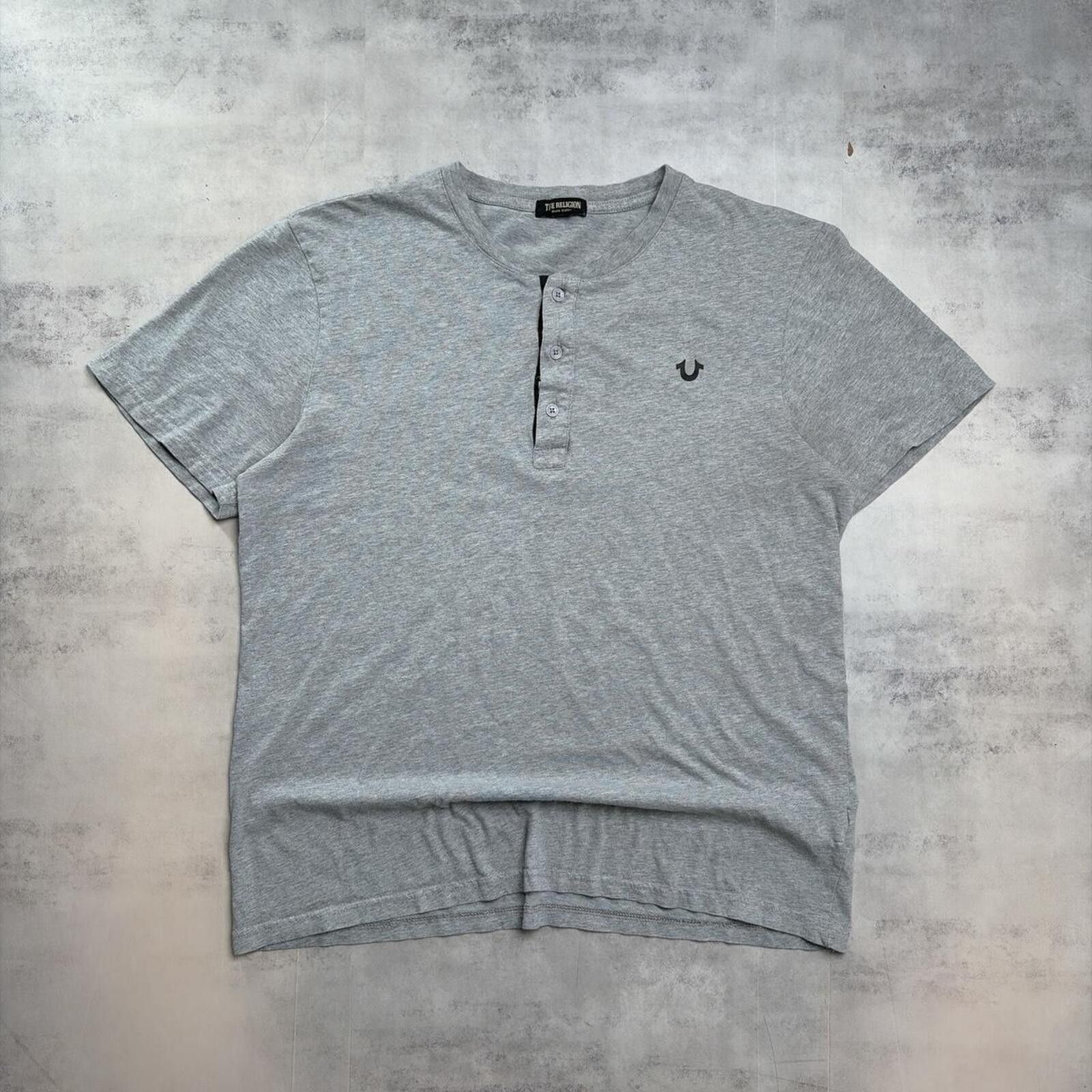 True Religion Y2K Grey True Religion Grunge Henley Shirt Size US L / EU 52-54 / 3 - 1 Thumbnail