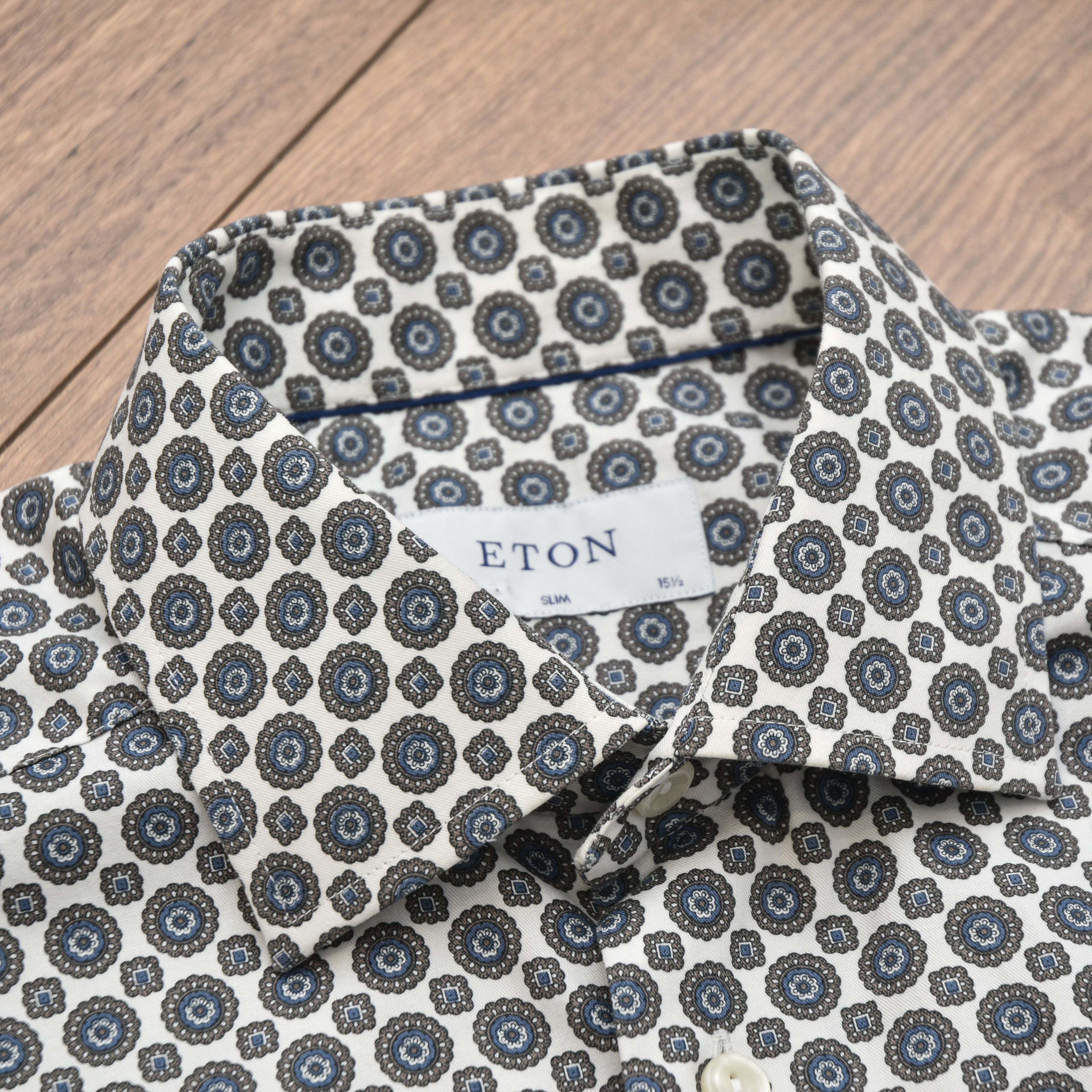 Eton Eton Men’s Slim Fit Shirt Geometric Medallion Print Blue Gre Size US M / EU 48-50 / 2 - 9 Thumbnail