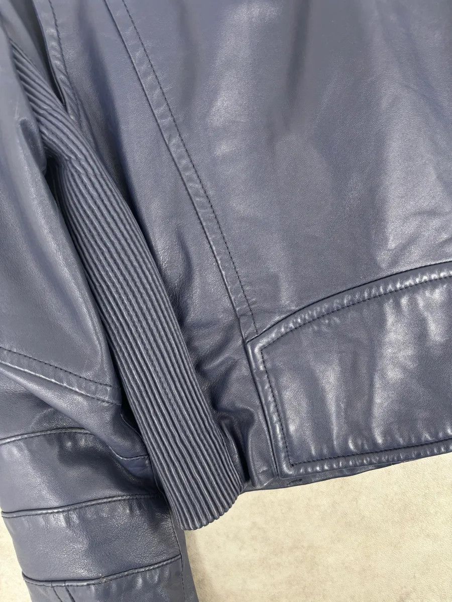 Pierre Balmain 2010s Pierre Balmain Perfecto Biker Blue Leather Jacket Size S / US 4 / IT 40 - 7 Thumbnail