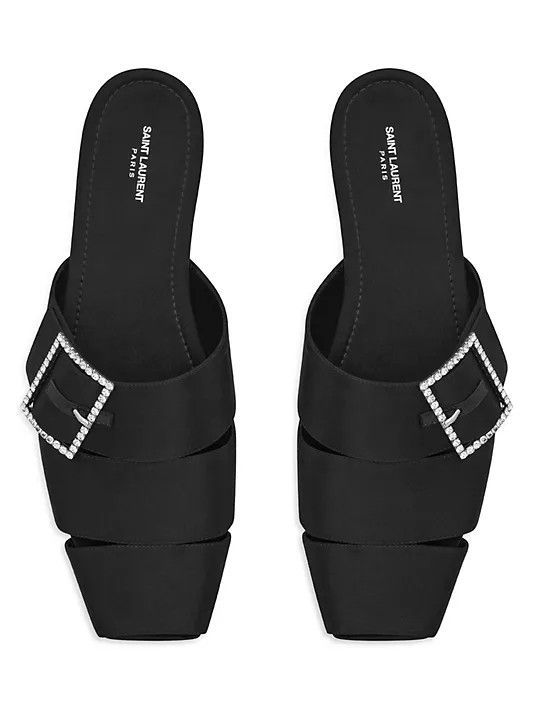 Saint Laurent Paris o1tp1o0325 Mens Jacques Flat Mules in Black Size US 7 / EU 40 - 3 Thumbnail