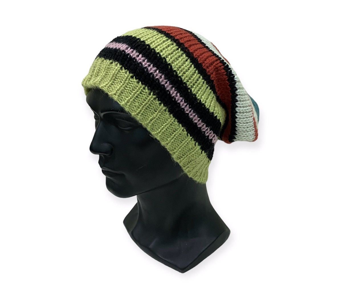 image of Jin And Co Stripe Design Knit Beanie Hat in Black, Men's