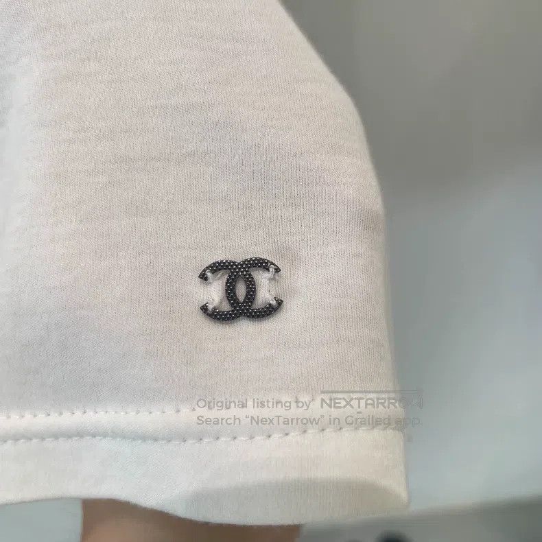 Chanel Chanel White rolled-edge embroidered cotton round-neck sho Size XXS / US 00 / IT 34 - 5 Thumbnail